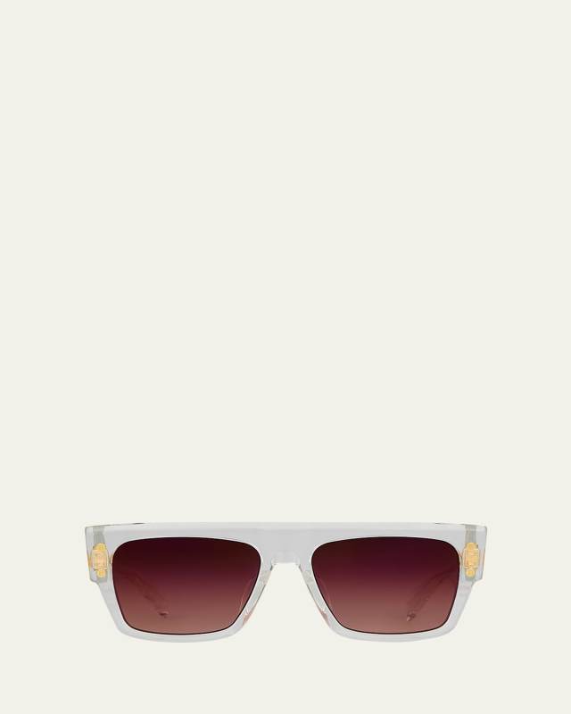 Logo Square Clear Acetate & Titanium Sunglasses